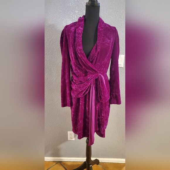 Shoshanna Dakota Draped Velvet Mini Dress Purple Women’s Size 6 - Picture 3 of 16